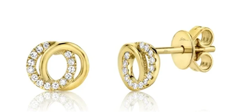 Ladies drop earrings with diamonds-14K Yellow Gold 0.09ctw Diamond Love Knot Stud Earrings by Shy Creation