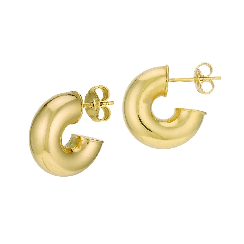 Ladies birthstone earrings-14K Yellow Gold Mini Chunky Hoop Earrings