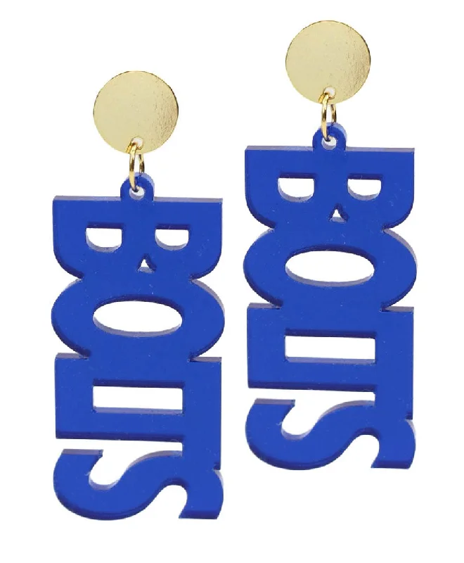 Ladies twisted earrings-Bolts Acrylic Earring - Blue Mirrored