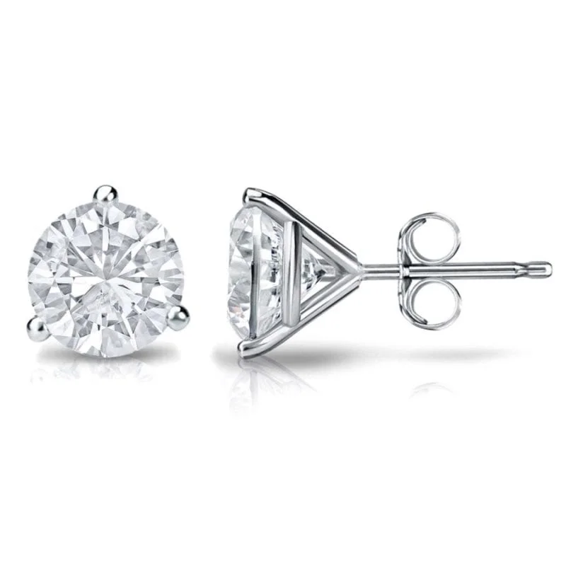 Ladies dangly earrings-14K White Gold 0.50ctw Round Diamond Solitaire Stud Earrings