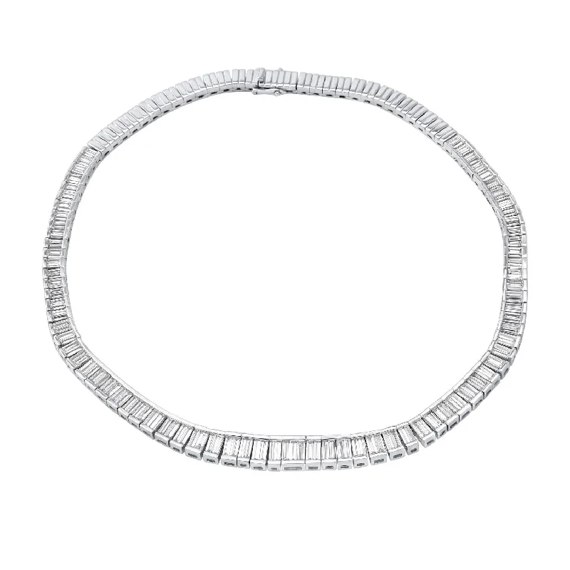 Ladies handmade necklaces-Signature EcoLove 15-3/4 CTW Diamond Tennis 16-inch Necklace in 14KT White Gold