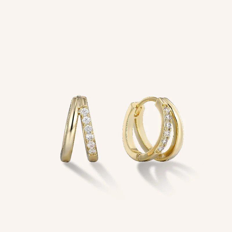 Ladies hoop earrings with diamonds-Ava Pavé Double Hoop Earrings