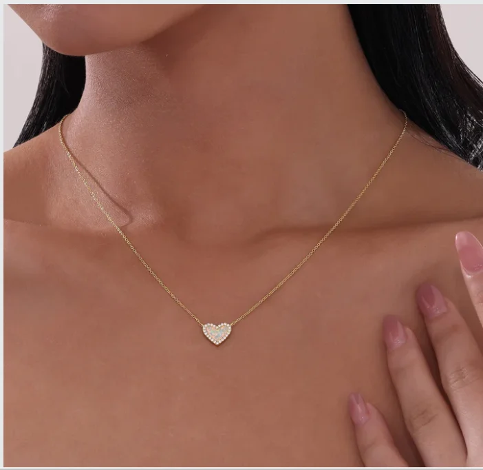 Ladies anniversary pendant necklaces-Halo Heart Necklace