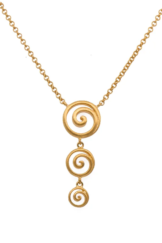 Ladies custom-made necklaces-Gratitude Triple Swirl Necklace 24K Gold Vermeil 16/18"