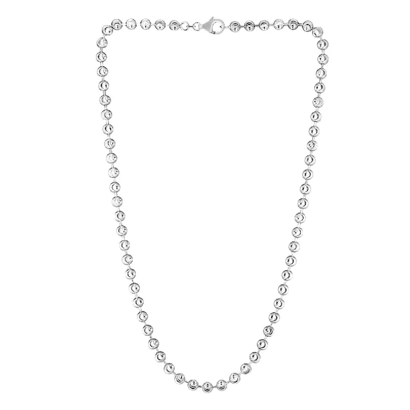 Ladies chunky necklaces-18-inch Sterling Silver Beaded Necklace