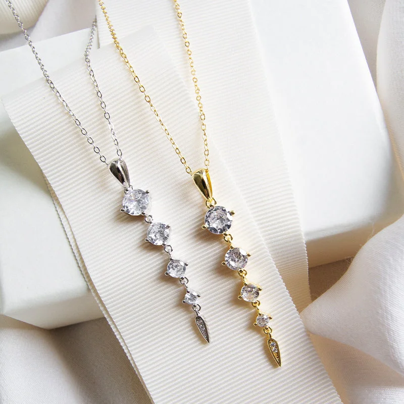 Ladies diamond necklaces-Crystal Cascade Necklace