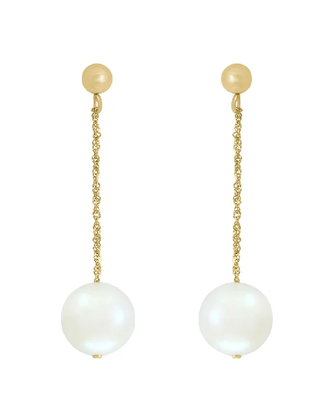 Ladies multi-drop earrings-14K White Gold 9-9.5mm Freshwater Pearl Drop Earrings