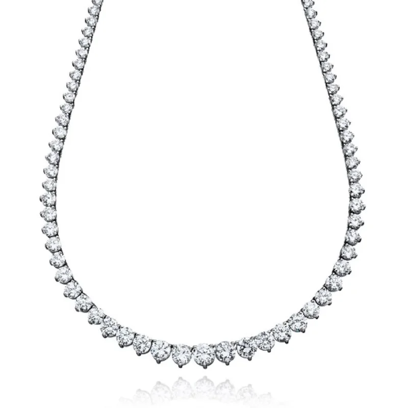 Ladies gemstone necklaces-Crislu Platinum Plated Sterling Silver Round Cubic Zirconia 16-inch Tennis Necklace