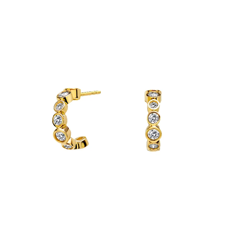 Ladies bridal earrings-Small Diamond Hoops