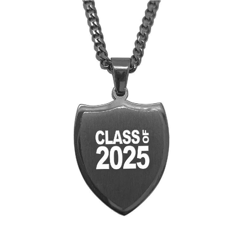 Ladies emerald necklaces-Stainless Steel Class of 2025 24-inch Pendant