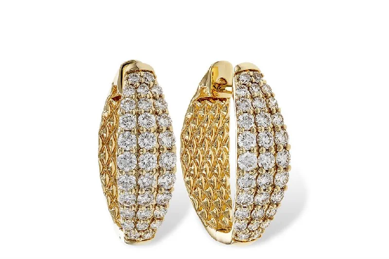 Ladies pearl drop earrings-14K Yellow Gold 1.00ctw Diamond Multi Row Graduated Hoop Earrings by Allison Kaufman