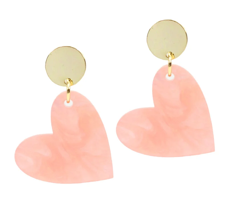 Ladies chandelier drop earrings-Peach Swirl Heart Earring