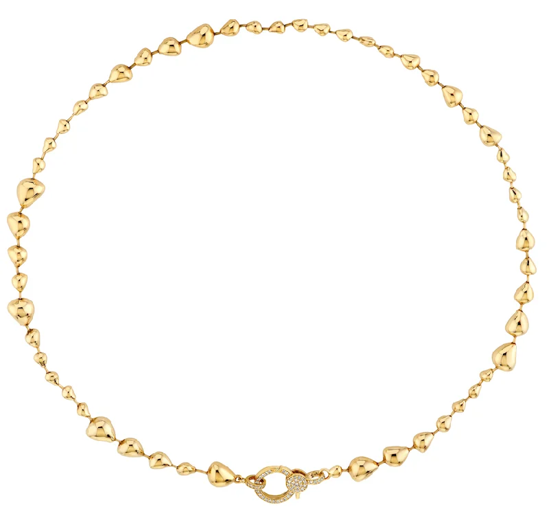 Ladies silver chain necklaces-Gold Drop + Diamond Clasp Necklace