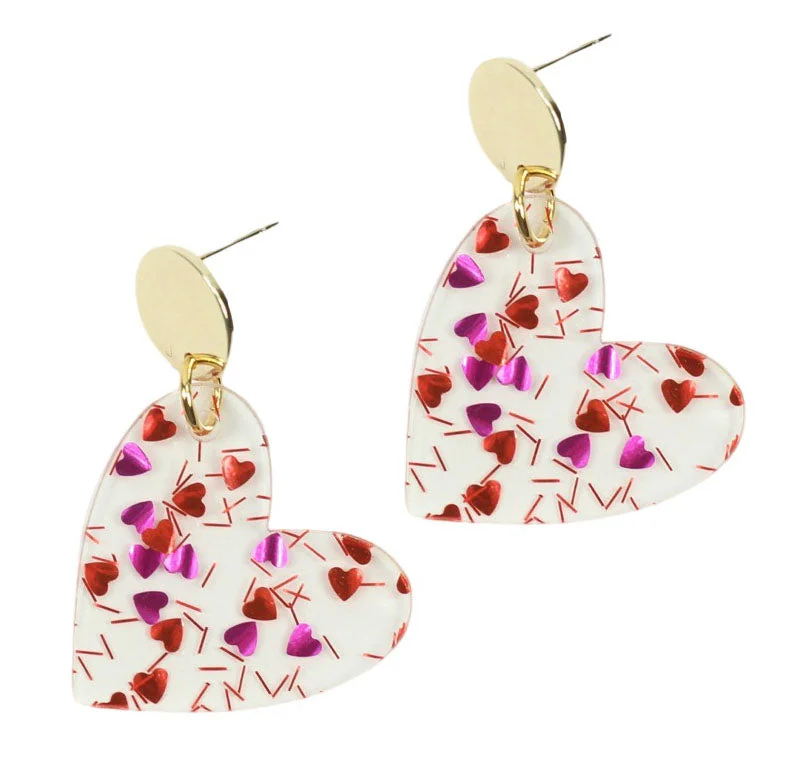 Ladies wedding earrings-Confetti Heart Earring