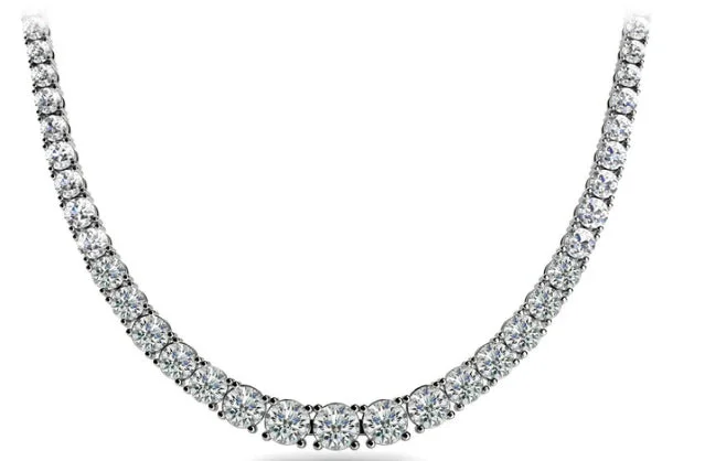 Ladies crystal necklaces-18" Graduated Four Prong Tennis Necklace