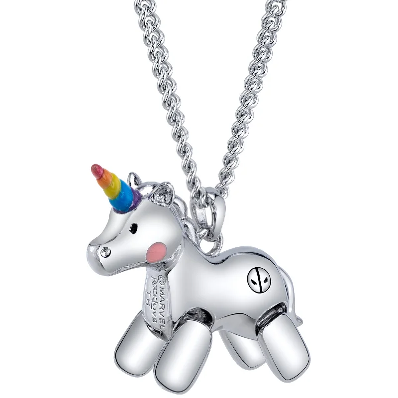 Ladies silver charm necklaces-Marvel X RockLove DEADPOOL Unicorn Necklace