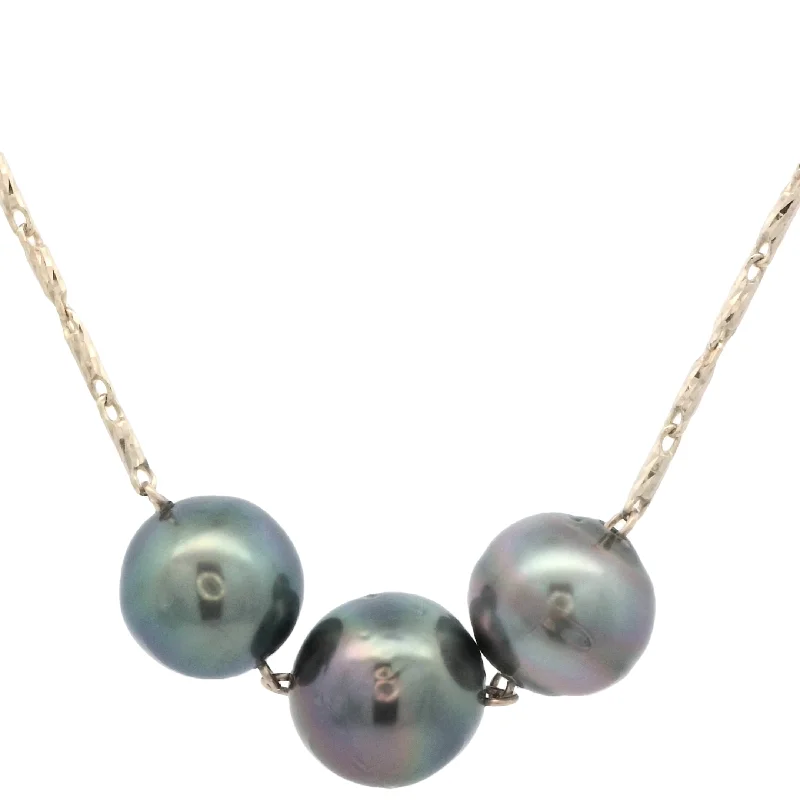 Ladies cross necklaces-TripleTahitian Pearl Vertical Necklace