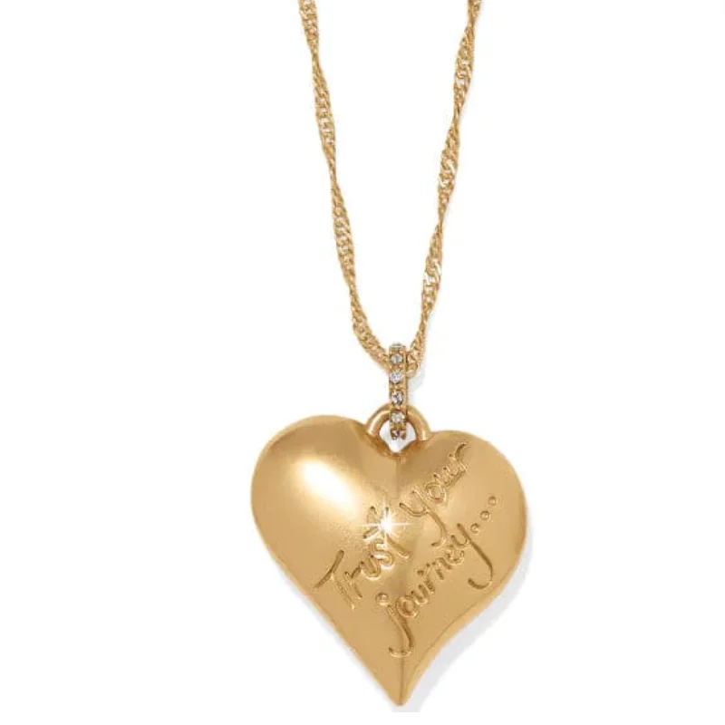 Ladies minimalist gold necklaces-Trust Your Journey Golden Heart Necklace