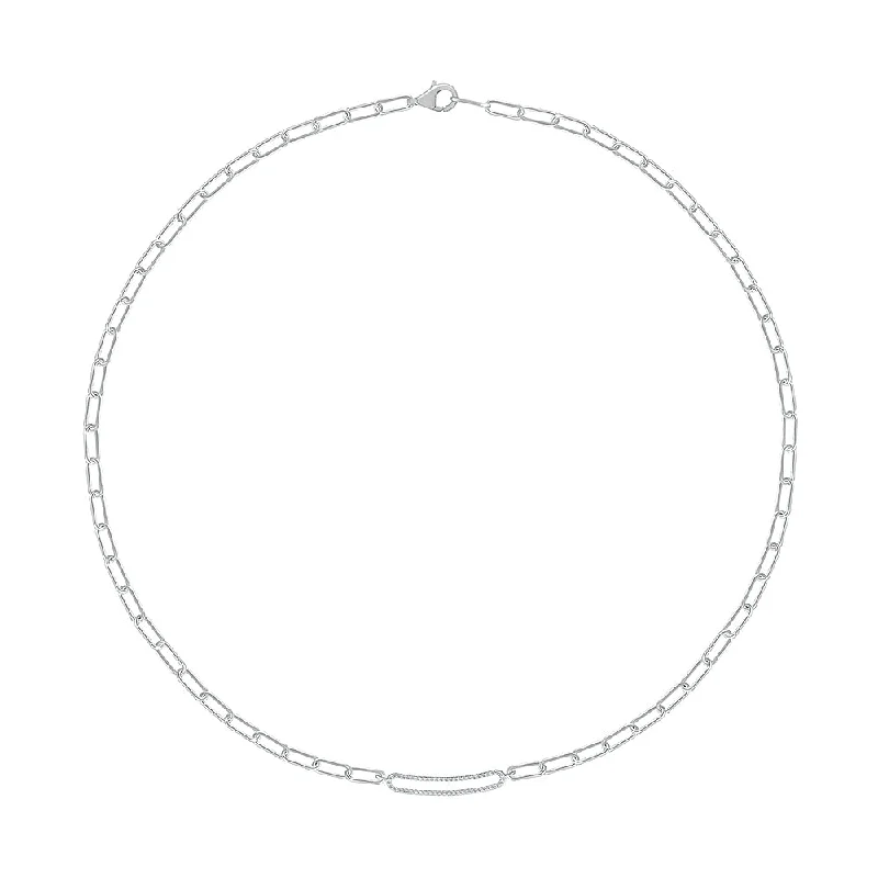 Ladies emerald necklaces-1/5 CTW Diamond Fashion 17-inch Necklace in Rhodium Plated Sterling Silver