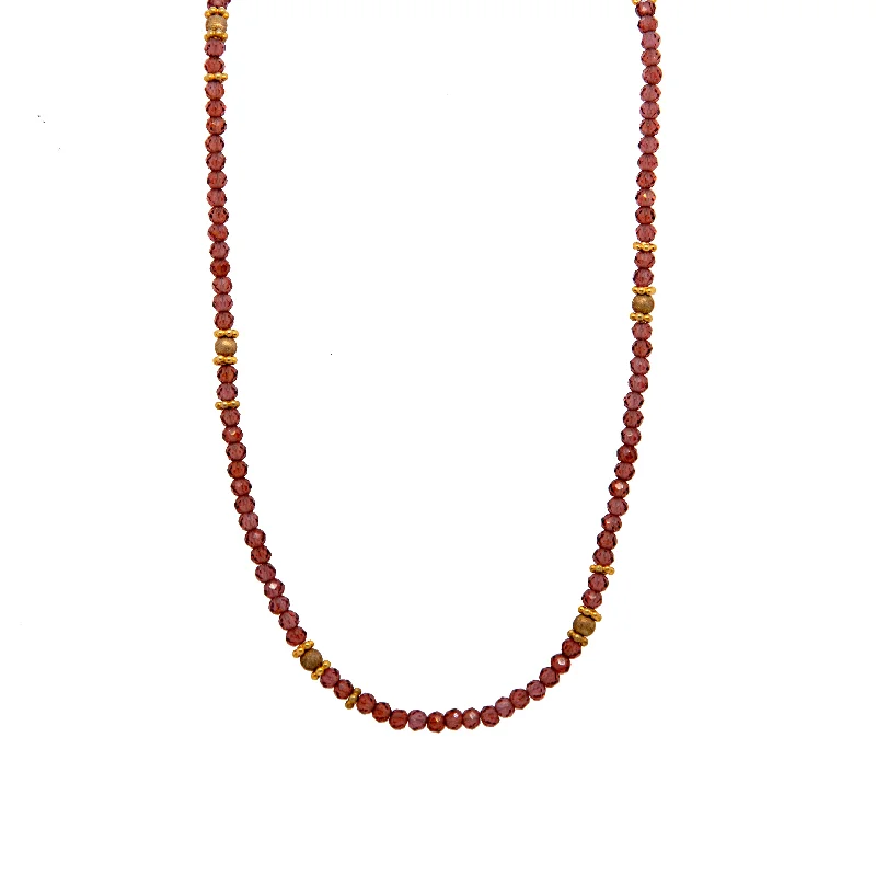 Ladies floral pendant necklaces-Garnet 3mm Necklace 24K Fair Trade Gold Vermeil