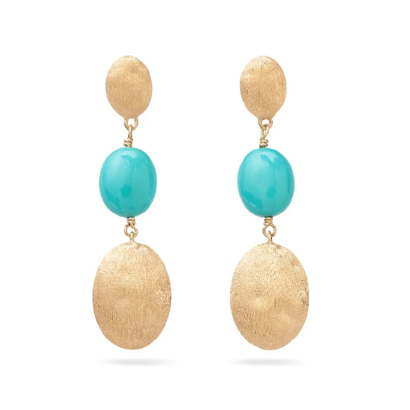 Ladies ethnic earrings-Siviglia 18k & Turquoise Drop Earrings