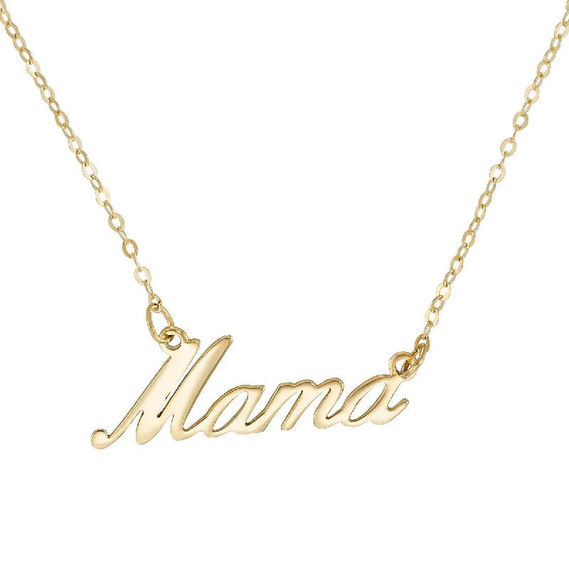 Ladies diamond and gold necklaces-10KT Yellow Gold 18-inch Mama Necklace