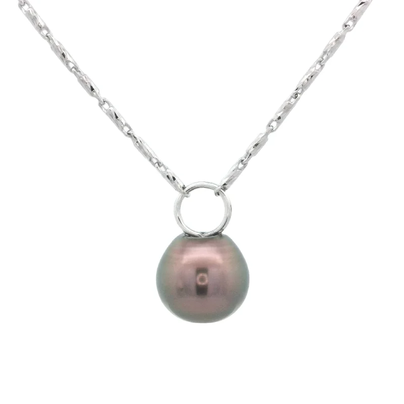 Ladies double-layer necklaces-Tahitian Pearl Necklace with Circle