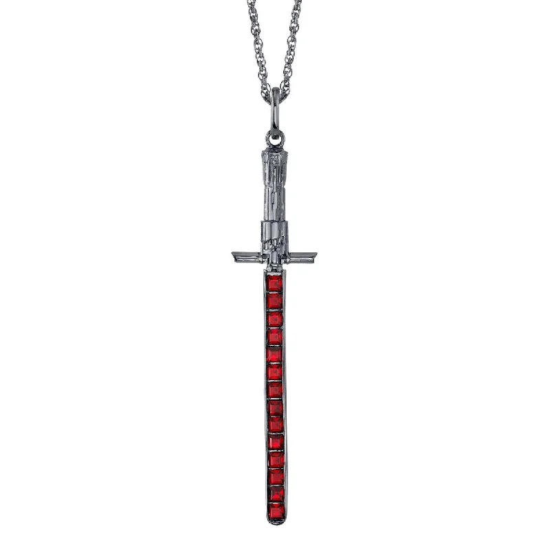 Ladies gold-plated necklaces-Star Wars X RockLove Kylo Ren Crystal Lightsaber Necklace