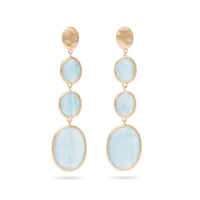 Ladies matching earrings and necklace sets-Siviglia 4 Station Aquamarine Drop Earrings