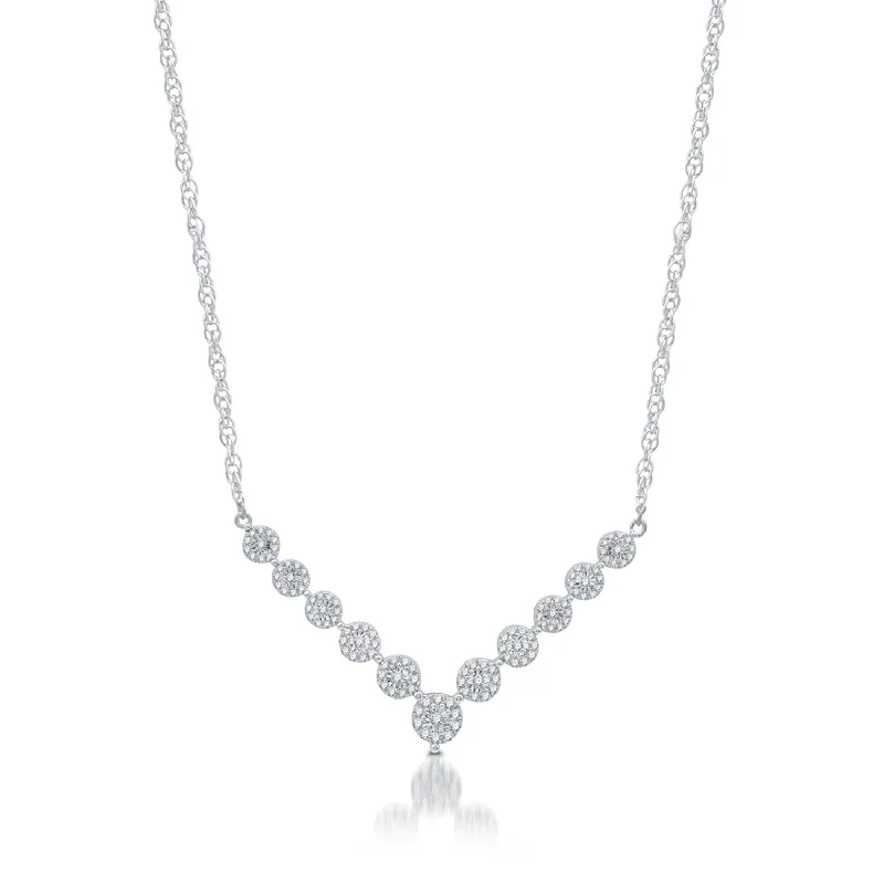 Ladies moonstone necklaces-1/2 CTW Diamond Fashion 18-inch Necklace in Rhodium Plated Sterling Silver