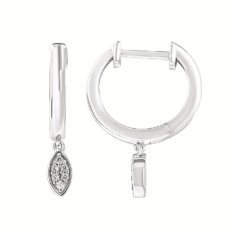 Ladies multi-drop earrings-Sterling Silver 0.05ctw Diamond Marquise Drop Earrings