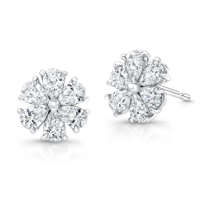 Ladies boho earrings-Petal Diamond Studs