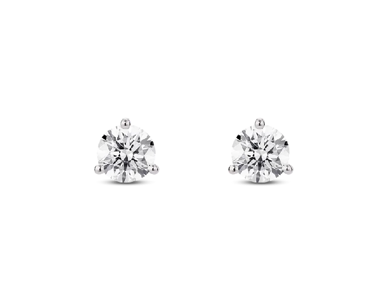 Ladies chandelier drop earrings-14K White Gold 0.78ctw Round Diamond Solitaire Stud Earrings