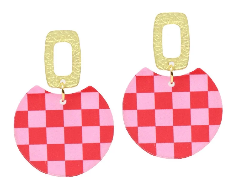 Ladies feather earrings-The Leighton Earring - Valentine Checkered