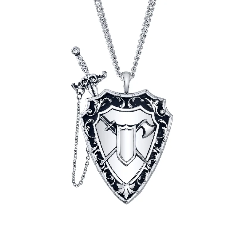 Ladies layering necklaces-Dungeons and Dragons X RockLove Fighter Sword and Shield Necklace