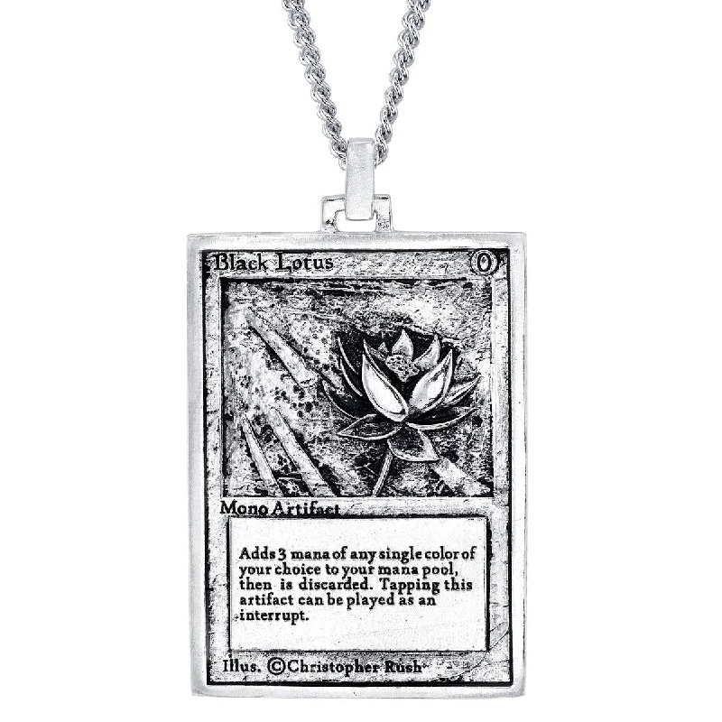 Ladies twisted gold necklaces-Magic: The Gathering X RockLove Black Lotus Miniature Card Necklace