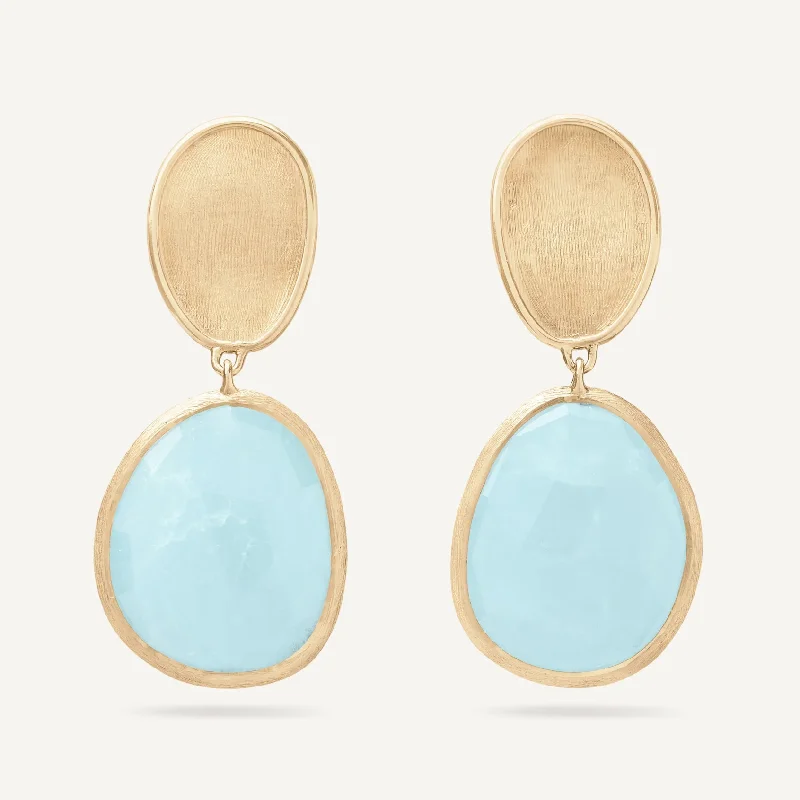 Ladies sterling silver earrings-Lunaria Aquamarine Earrings