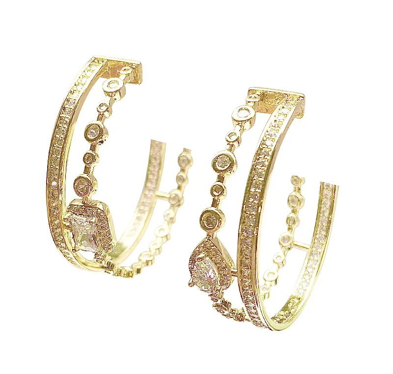 Ladies statement earrings-Multi Gem Hoop