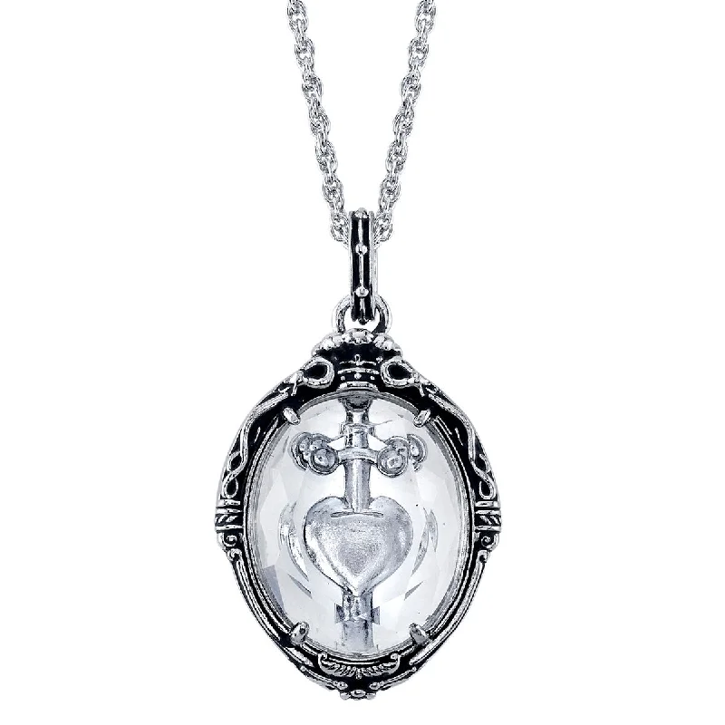 Ladies silver necklaces-Disney X RockLove SNOW WHITE Dagger Heart Intaglio Pendant