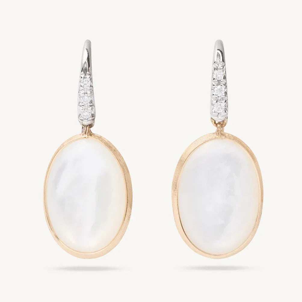 Ladies luxurious pearl earrings-Siviglia Mother of Pearl Diamond Drops