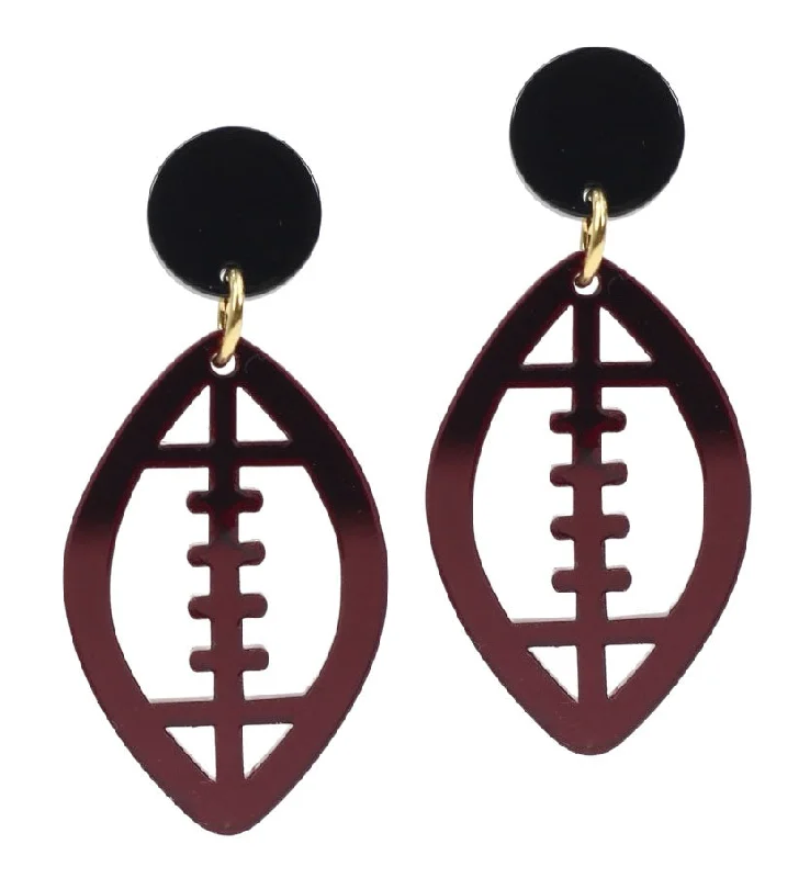 Ladies chandelier earrings-Acrylic Football Earring - Garnet