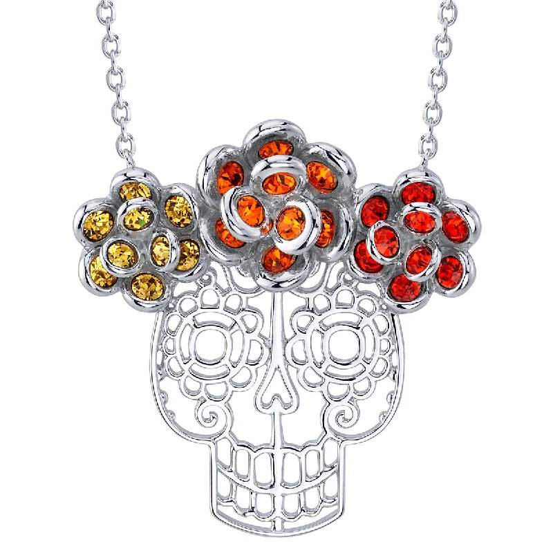 Ladies sapphire necklaces-Pixar X RockLove COCO Marigold Sugar Skull Necklace