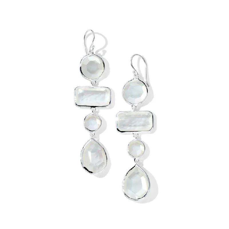 Ladies textured earrings-Large Mixed-Cut 4-Tier Earrings in Sterling Silver