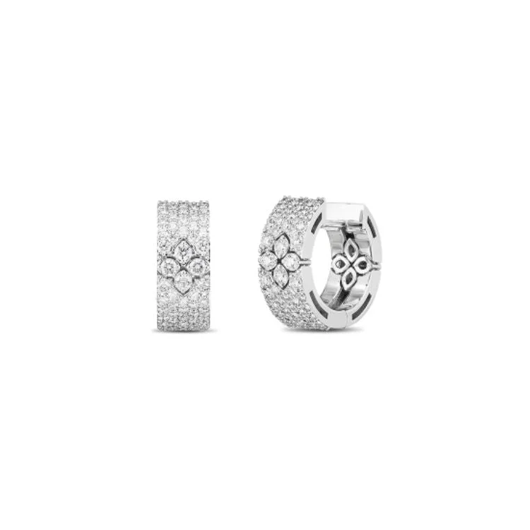 Ladies silver and diamond earrings-Love in Verona Diamond Hoops