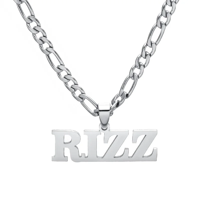 Ladies diamond necklaces-Stainless Steel 22-inch RIZZ Pendant