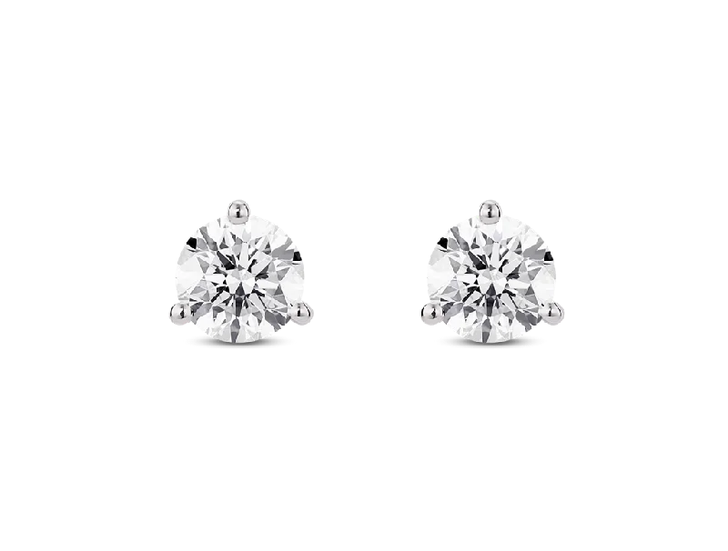 Ladies modern earrings-14K White Gold 1.03ctw Round Diamond Solitaire Stud Earrings