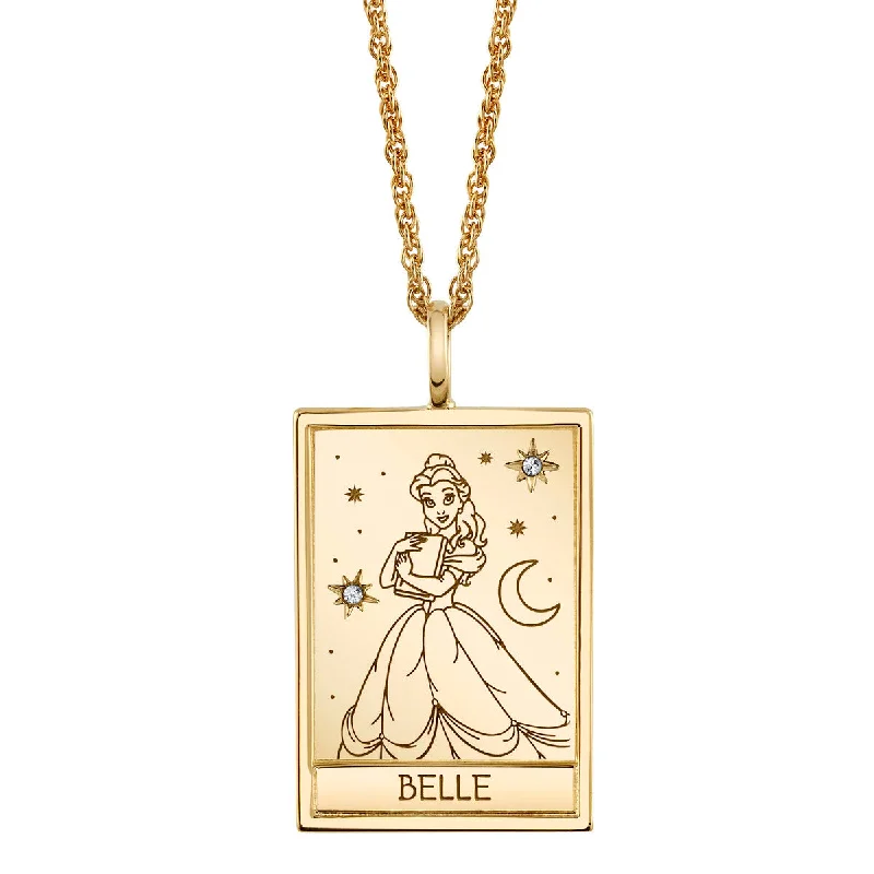 Ladies diamond and gold necklaces-Disney X RockLove BEAUTY AND THE BEAST Belle Tablet Necklace