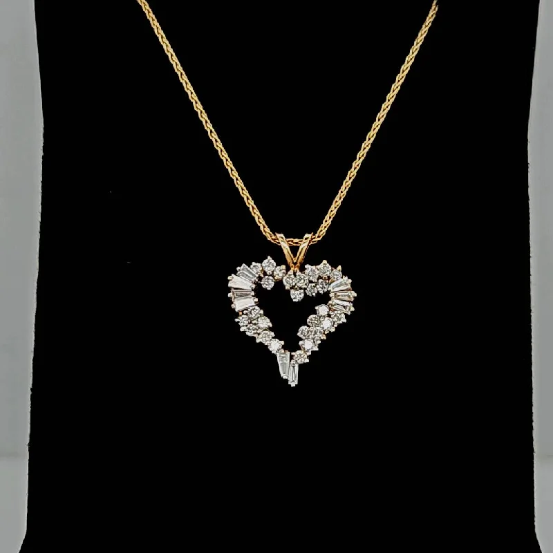 Ladies birthstone pendants-14K Yellow Gold & Diamond Heart-Estate