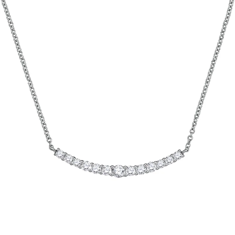 Ladies statement silver necklaces-Signature EcoLove 3/4 CTW Lab Grown Diamond 18-inch Necklace in 14KT White Gold