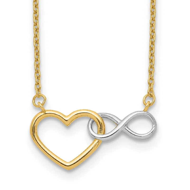 Ladies elegant necklaces-14KT Yellow Gold With Rhodium Plating 17-inch Infinity Heart Necklace